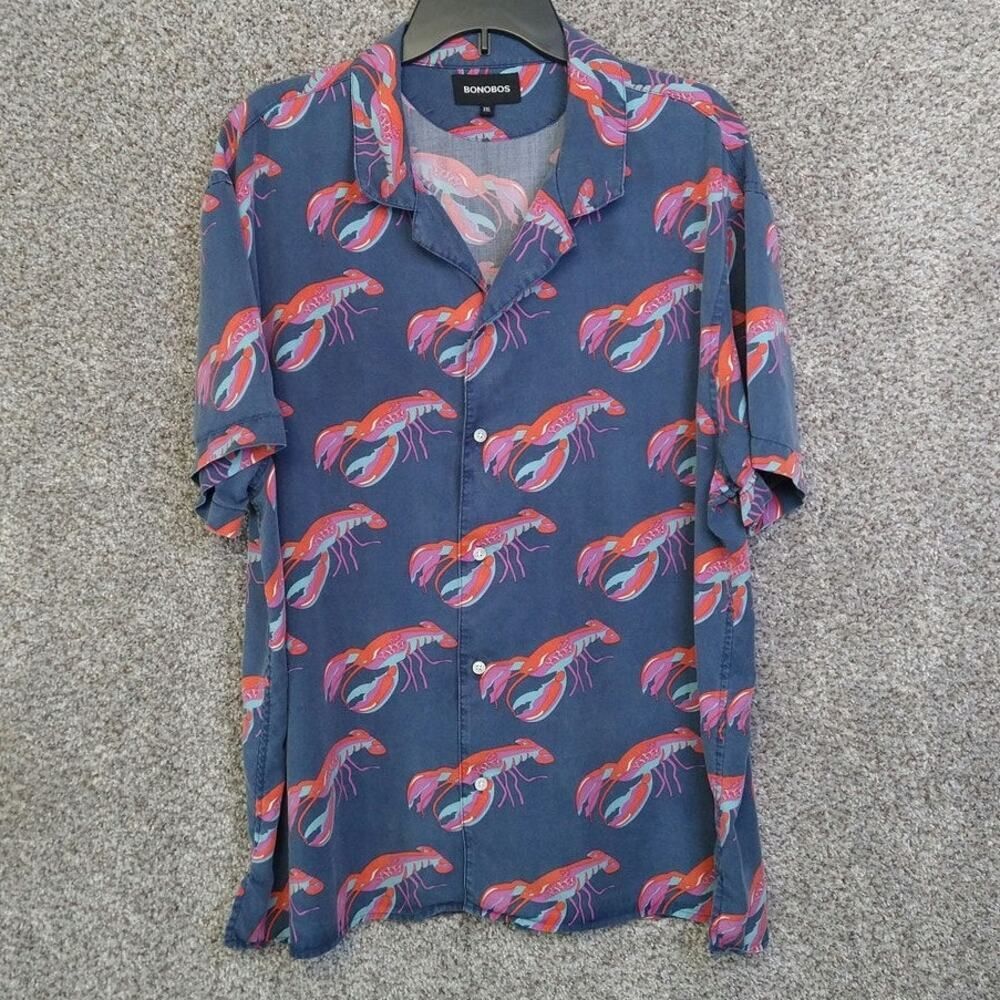 Bonobos Lobster Print Short Sleeve Button-up Shirt size XXL